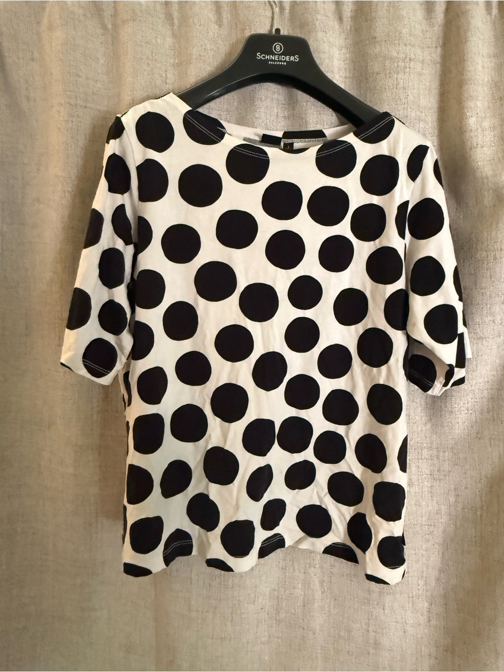 Marimekko X Uniqlo Limited Edition Black & White Polka Dot Short Sleeve Top - Picture 7 of 8